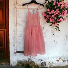 XS Small sz 32 Vintage pink Pinup Lace Bust Lingerie Semi Sheer Slip Nightie 60s