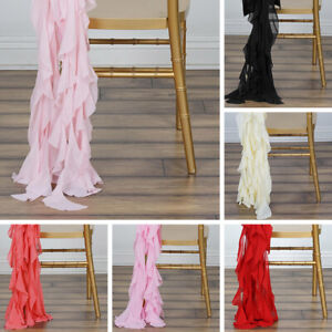 10 pcs CHIFFON Curly CHAIR SASHES Wedding Party Ceremony Decorations WHOLESALE
