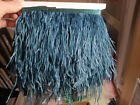 Teal Ostrich Feather Trim Fringe Sewn on Feather 1 Yard