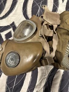 2 Russian US American army military full face green gas masks lot set vintage