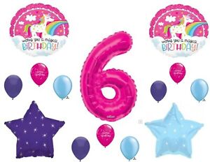 Unicorn Magical 6th Happy Birthday Party Balloons Decorations Supplies