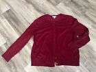 Charter Club Cardigan Sweater Women Medium Red Cashmere Button Preppy Casual