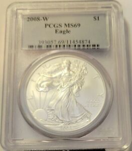 2008-W $1 American Silver Eagle PCGS MS69 - Free Shipping!