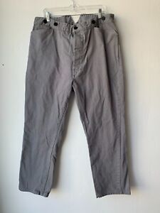 Frontier Classics Mens Gray Canvas Old West Suspender Buckle Back Pants 36x29