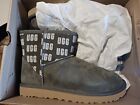 Womens UGG Classic Mini 2 Logo Suede Ankle Boots Shoe Olive Sz 8