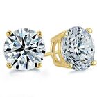 Moissanite Earrings 14K Solid Yellow Gold Solitaire Stud 4mm-10mm(0.50ct-8.00ct)