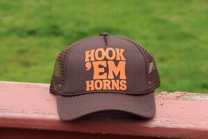 Texas Hat Trucker Longhorns Cap Mesh Snapback Adjustable Orange Vintage TEXAS
