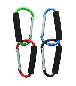 Lot of 4 Carrying Carabiners Jumbo Extra Large Spring Snap Hook Cushion Grip