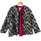 Catherines Jacket 2X Petite Reversible Black Pink Open Front Lightweight Coat