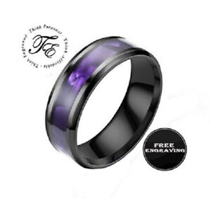 Custom Engraved Men's Wedding Ring Chorite Purple - Handwriting Ring