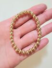 Stretchy 6mm 14k Solid Yellow or Rose Gold Ball Bead Bracelet