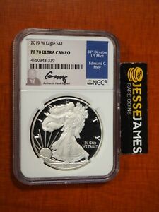 2019 W PROOF SILVER EAGLE NGC PF70 ULTRA CAMEO EDMUND MOY HAND SIGNED BLUE LABEL