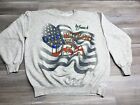 Vintage American Flag Sweatshirt Worn Thin Faded God Bless America Patriotic XL
