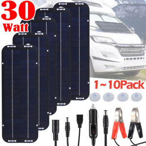30W Solar Panel 12V Trickle Charger Battery Charger Kit Maintainer Boat Car LOT