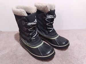 LL Bean Black Leather Insulated Winter Lined Snow Boots 284882 Womens Size 8 M