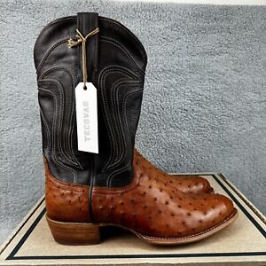 Tecovas The Wyatt Mens Size 12.5 EE Ostrich Full Quill New In Box Boots Cowboy