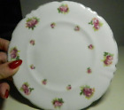 Royal Doulton Pink Rose Buds Plate-Scalloped Rim Gold-Queen Anne's Mansion 1920s