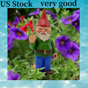 5.9in Garden Gnome Lawn Ornament Naughty Funny Finger Dwarf Indoor Outdoor Decor