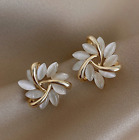 Fashion Silver Flower Natural Stone Ear Earrings Stud Women Party Jewelry