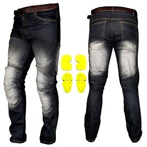 BLACK Motorbike Pants Motorcycle Riding Jeans Denim Racing Trousers CE Armoured