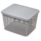Extra Large Decorative Plastic Storage Basket w/Lid, Gray  Storage Boxes