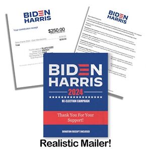 Funny Prank Biden Harris 2024 Prank Mailer - Donation Confirmation - Anonymous