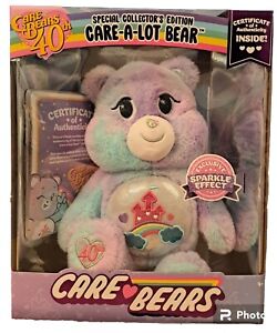 Care Bears Care A Lot Bear 40th Anniversary Plush ✨️ SPARKLE ✨️ Collector's Ed.