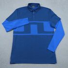 J. Lindeberg Golf Polo Mens Medium Blue Logo Compression Performance Shirt Blue