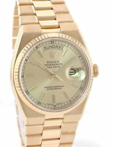 Rolex Oyster Quartz Day Date President 19018 Solid 18k Yellow Gold Watch.