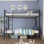 Kids Twin Over Twin Metal Bunk Beds Convertible Twin Size Bed Frame w/Ladder