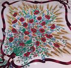 Gucci Authentic Silk Multicolor Scarf. Wheat Floral Bouquet💐 Made in Italy