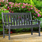 Garden Bench All Weather Outdoor Bench for 2-3 Persons HDPE Patio Bench Iron