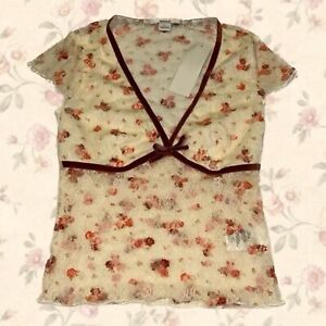 Milkmaid y2k Rose Kimchi Style Top Urban Beige Red Short Sleeve Summer Coquette
