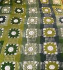Vtg Granny Floral Crochet Floral Shades Green & Point Edge Stunning 82
