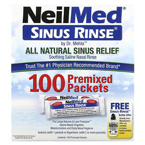 NeilMed Sinus Rinse All Natural Relief 100 Premixed Packets All-Natural,