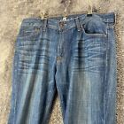 7 For All Mankind Jeans Mens 36W 29L 36x29 Medium Wash Slimmy USA Made Whiskers