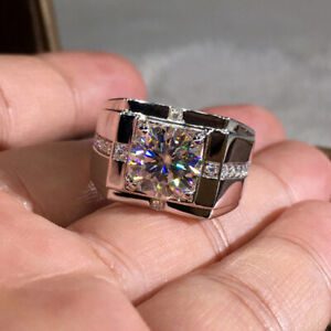 Fashion Men Ring 925 Silver Filled Ring Round Cubic Zircon Party Jewelry Sz 8-12