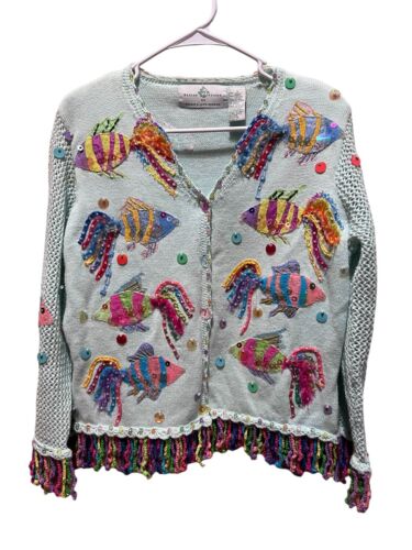 Vintage Design Options Phillip & Jane Gordon Small  Sweater Fish Life Excellent!