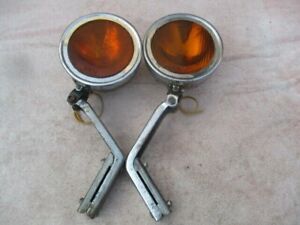 Dietz Script 6 inch Amber Lens Fog Lights with Original Chrome Mounting Brackets
