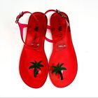 Katy Perry The Geli Jelly Sandals Tropical Palm Tree Shoes Red Womens Size 9