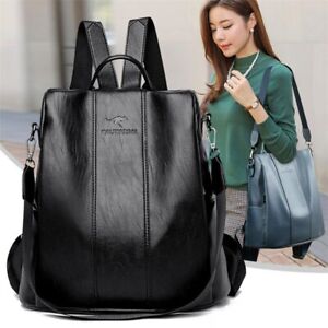 Anti-theft Leather Backpack Women Vintage Shoulder Bag High Capacity School Bags