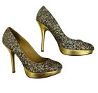 Joan & David Flipp Sequin Stiletto Platform Pump Women’s Size 9 Metallic Gold