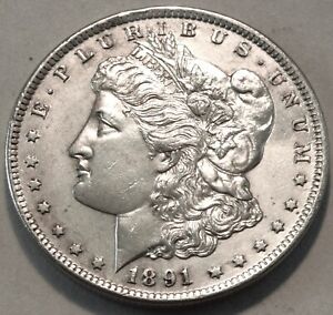 New Listing1891 CC Morgan Silver Dollar, Uncirculated Details Carson City, Semi-KEY Date $1