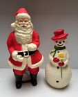 Pair Vintage Union Products Inc Blow Molds 17” Santa & 13” Snowman Christmas USA