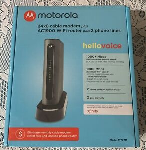 Motorola MT7711 24X8 Cable Modem and AC1900 Dual Band Wi-Fi Gigabit Router 2...