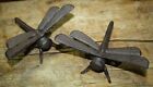 2 Rustic Cast Iron Garden Bugs DRAGONFLY Flower Insects Plants Statue Bug
