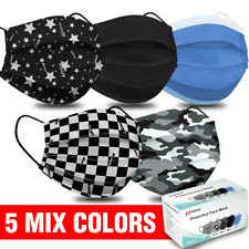 50 PCS Face Masks Protective Mouth Cover Disposable Multi-Color 4-Ply Adult