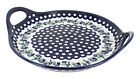 Blue Rose Polish Pottery Sweet Annie Round Serving Tray with Handles