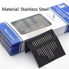 12pc Hand Sewing Needles Stainless Steel Self-Threading Silver Multi Size