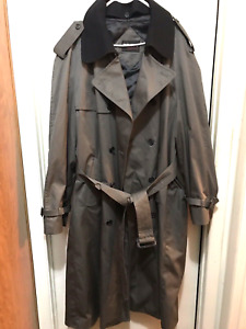 Trench Coat Gray 52 Long Wool Poly Coat Men's Poley's Overcoat W/ Belt See Pics